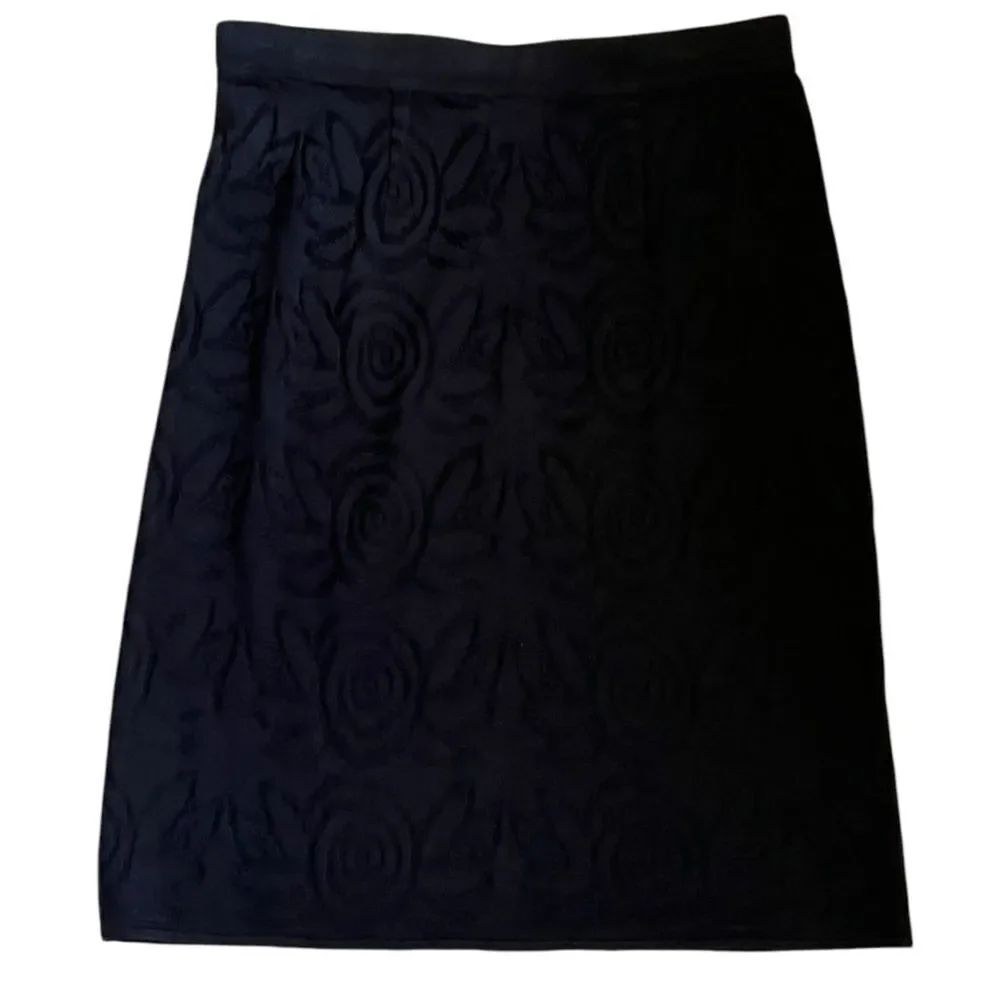 Exclusively Misook Black Textured Straight Knit Petite Skirt Sz MP